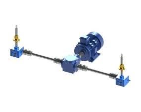 2臺SJA絲桿升降機(jī)同步升降
